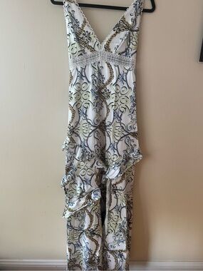Women’s White & Gold Printed Jumpsuit